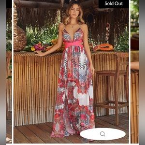 SERENDIPITY PRINTED CUTOUT MAXI DRESS